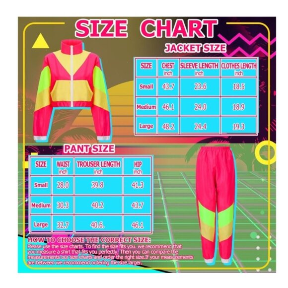 80 Colorblock Windbreaker Set Joggers Pants Set Women Size Medium - Picture 15 of 16